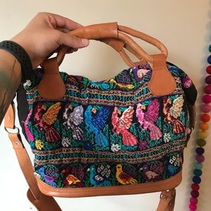 Colorful leather embroidered bag